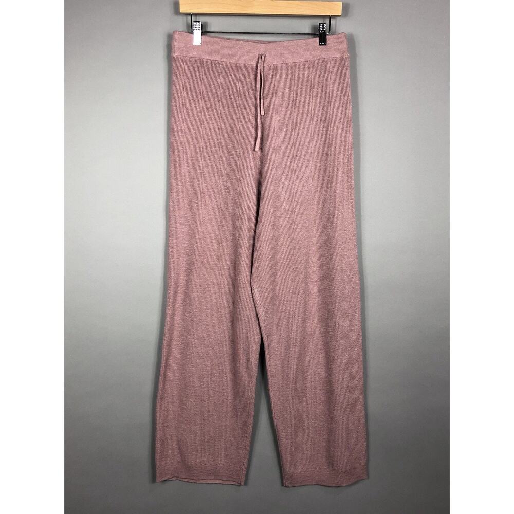 Free People Beach Wide Leg Knit Pants L Mauve Pink Pull On High Rise Boho Casual
